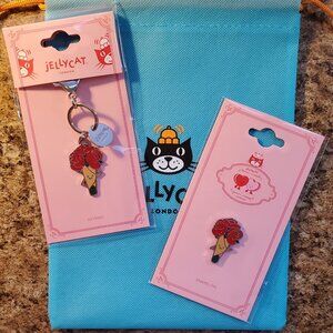 Jellycat Purrks Exclusive Amuseables🌹Rose Bouquet Keyring & Pin w/Dust Bag NEW